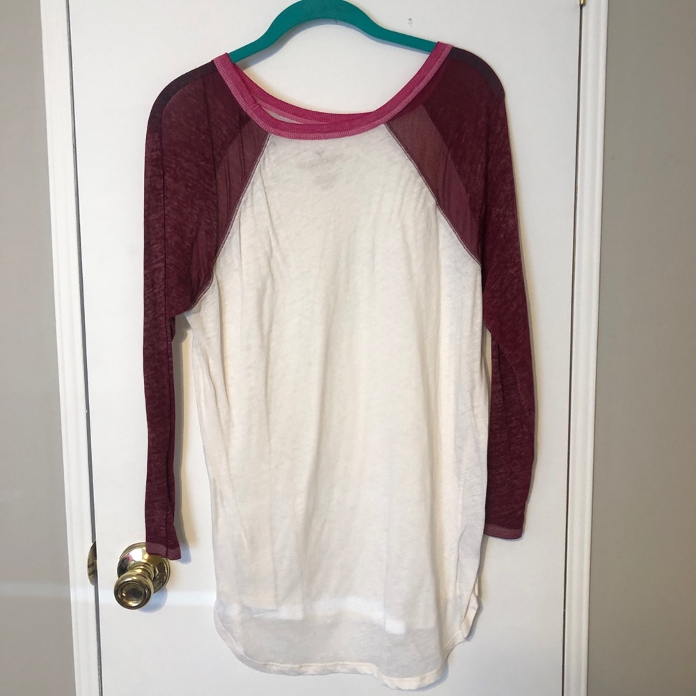 Cream/Pink/Purple baseball tee from America Eagle
